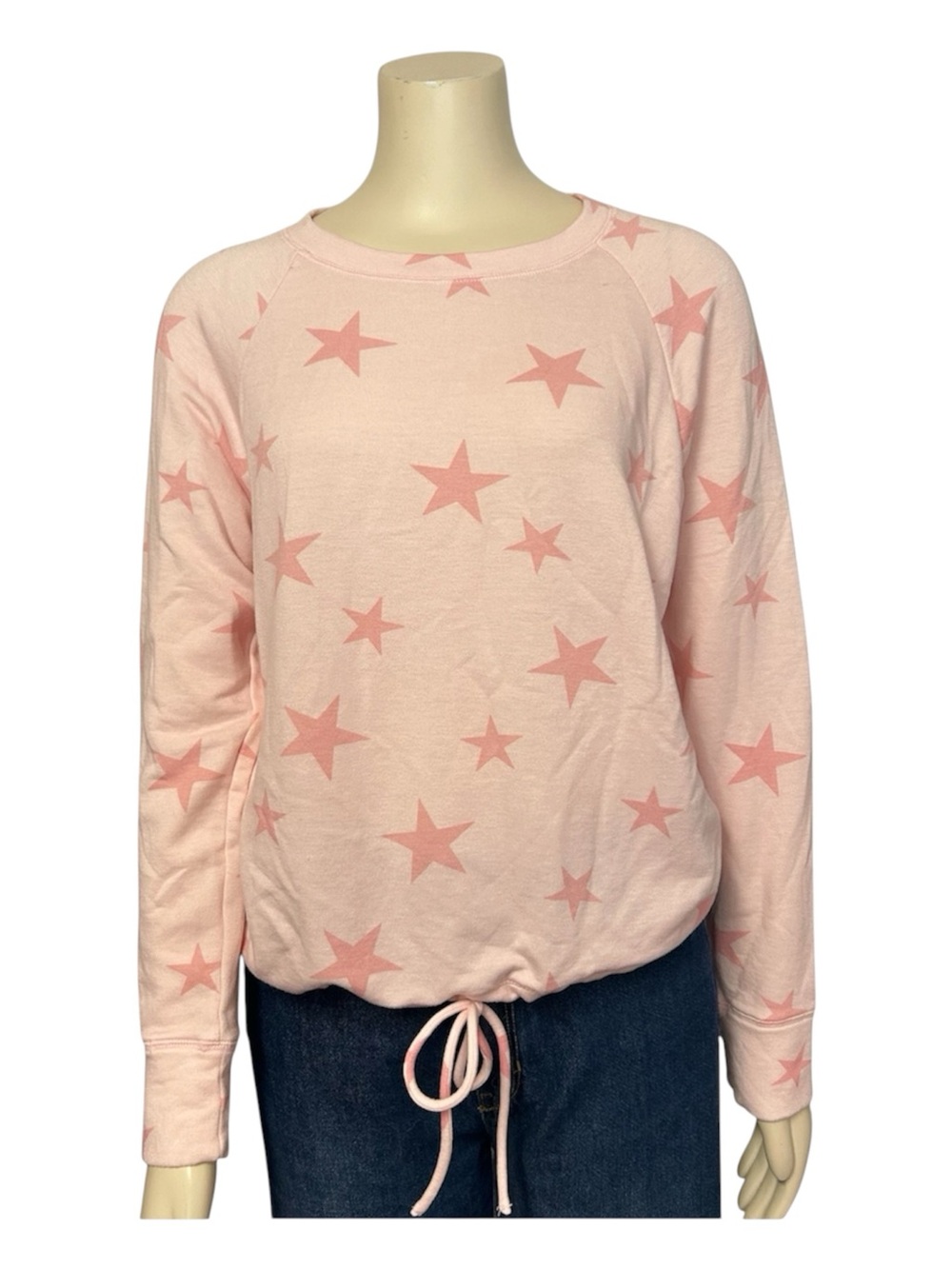 Gap Pink Stars Fleece Sweatshirt Womens Small Drawstring